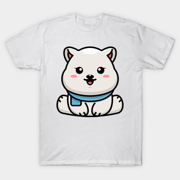 Cute baby polar bear sitting cartoon illustration T-Shirt by Wawadzgnstuff